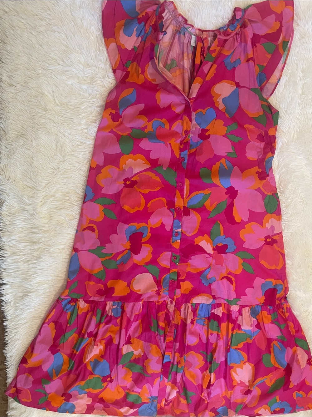 Sugarlips Bright Pink Multicolor Floral Button-Front Dress